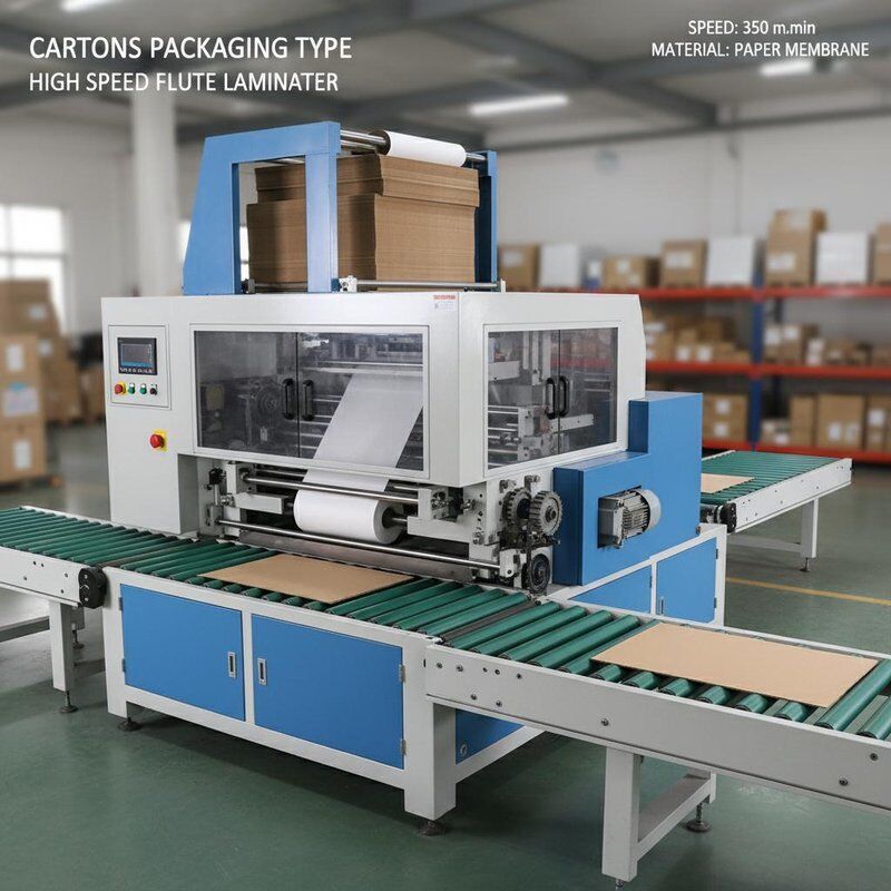 Cartons Packaging Type High Speed Flute Laminator Incorporating Paper Membrane Material and Back Feeder Option for Performance